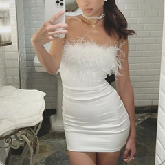 Sexy Strapless Off-The-Shoulder Plush Fashion Dress
