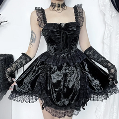 Women Sexy Gothic Off Shoulder Lace Strap Dress