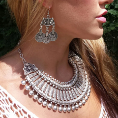 Retro Carved Alloy Statement Necklace