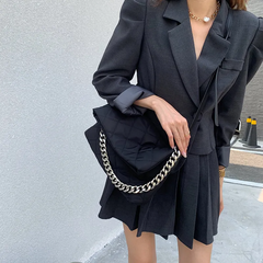 Women Basic Thick Chain Stitching Design Solid Color Large Capacity Quilted Crossbody Handle Bag