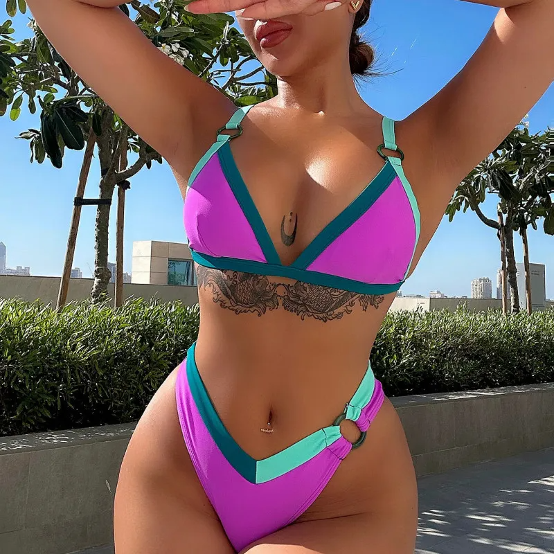 Women Fashion Sexy Triangle Bag Swimsuit Two-Piece Set