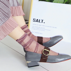 Women Fashion Bright Silver Pearlescent Mesh Stacking Socks