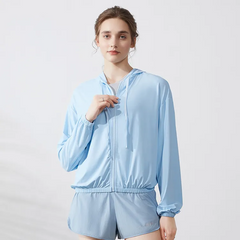 Women Fashion Casual Sunscreen Long Sleeve Hooded Sports Top