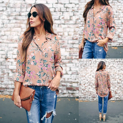 Women Casual Flower Pattern Loose Blouse