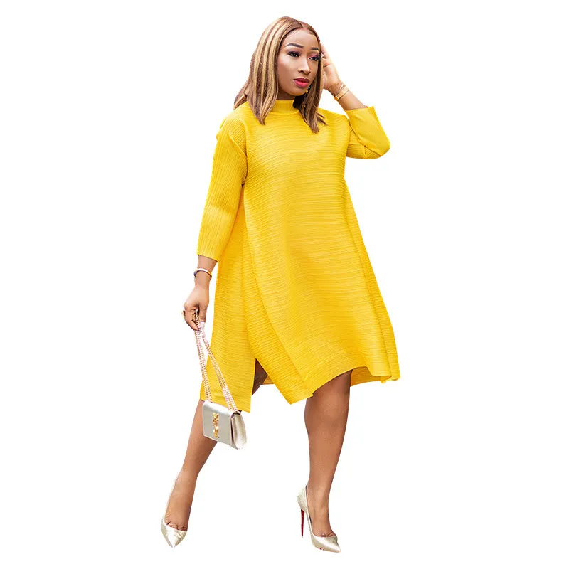 Women Casual Solid Color Loose Long Sleeve Dress