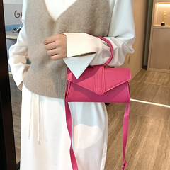 Woman Sweet Candy Color Ring Handle Solid Pu Crossbody Bag