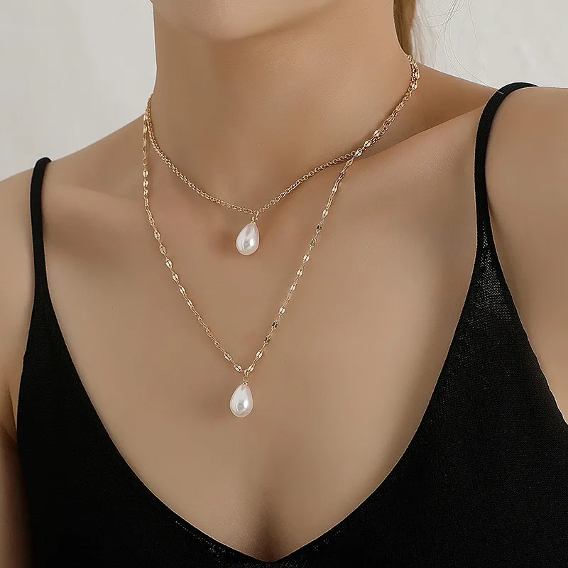 Fashion Pearl Decor Double Layer Necklace