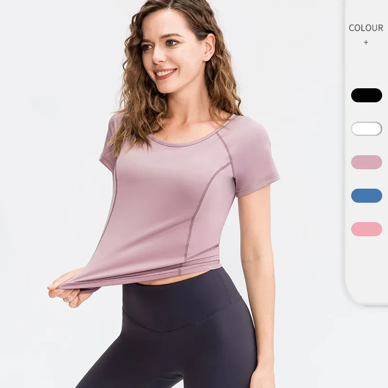 Women'S Fitness Short Sleeve Round Neck Skinny Quick Dry Sports T-Shirt
