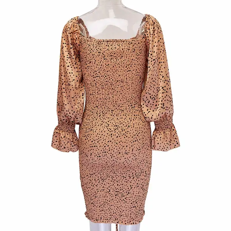Women Fashion Floral Printed Ruffled Crease Dress