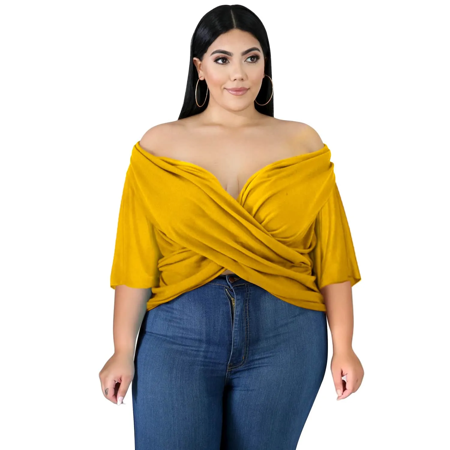 Women Solid Color Dolman Sleeve Irregular Blouse