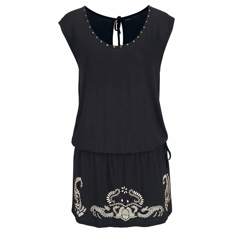 Women Casual Summer Solid Color Cap Sleeve Loose Dress