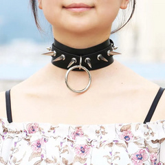 Wholesale Women Punk Pattern Rivet Decor Wide PU Choker