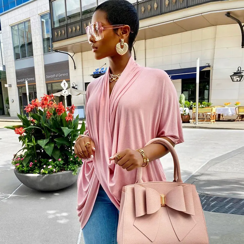 Elegant Women Office Fashion Solid Color Loose Blouse