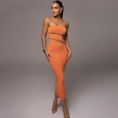 Women Fashion Sexy Strapless Sheath Dress