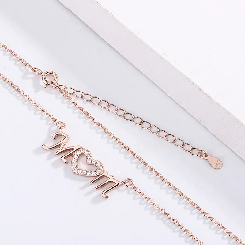 Mother'S Day Fashion Women'S Diamond Heart Sterling Silver Necklace