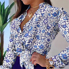Women Fashion Flower Printed Blouse