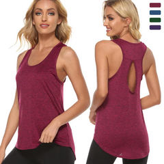 Women Fitness Sports U-Neck Sleeveless Solid Color Ice Silk Vest