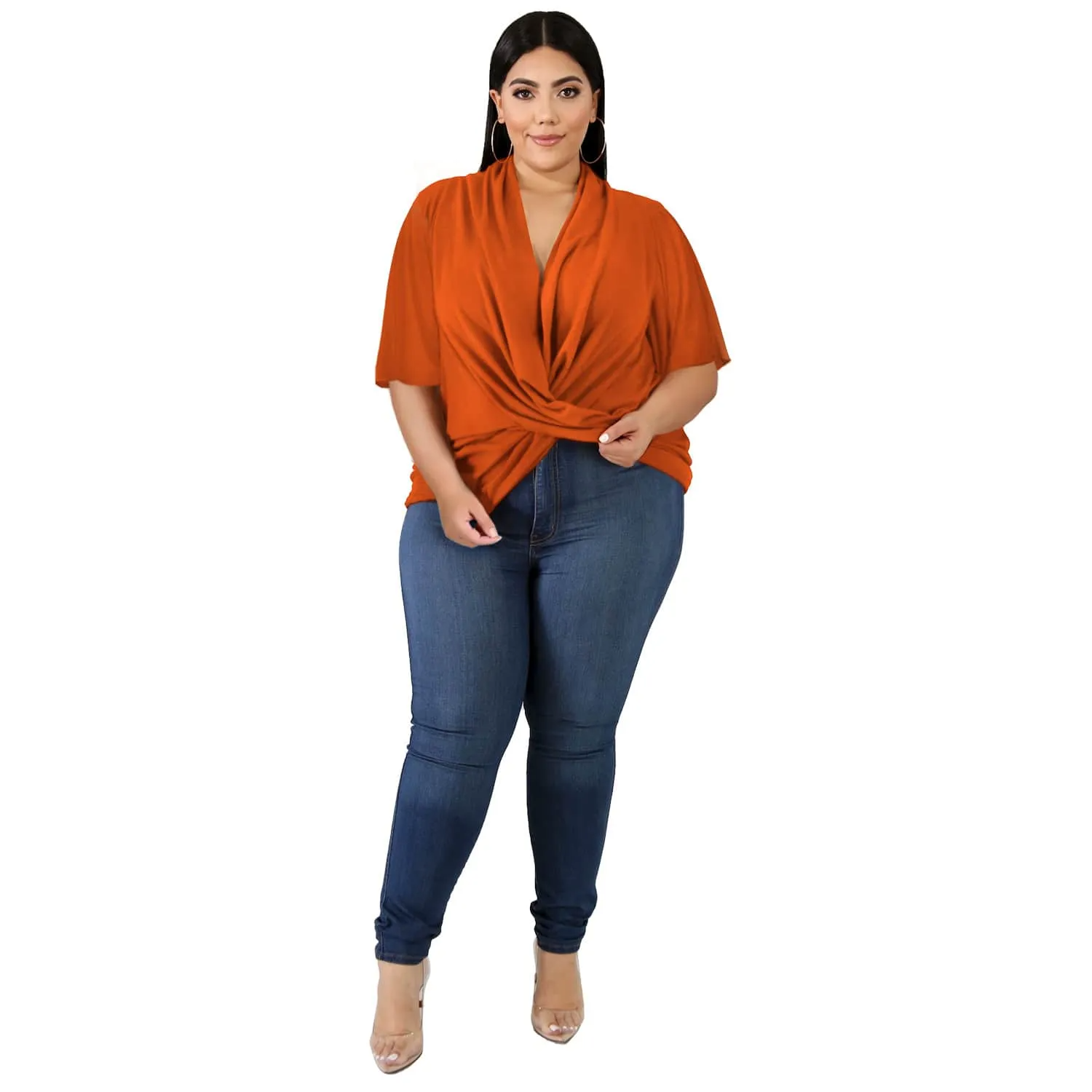 Women Solid Color Dolman Sleeve Irregular Blouse