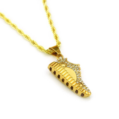 Unique Shoe Design Golden Color Alloy Pendant Rhinestone Necklace