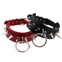 Wholesale Women Punk Pattern Rivet Decor Wide PU Choker