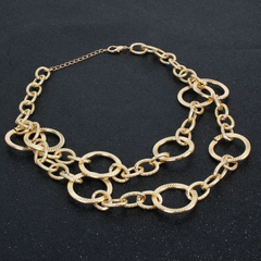 Women Punk Style Double Layer Carving Alloy Chunky Chain Necklace