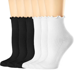 Women Fashion Solid Color Wood Ear Side Socks
