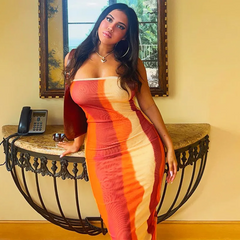 Edgy Sexy Mesh Tie-Dye Color Blocking Temperament Slim Dress