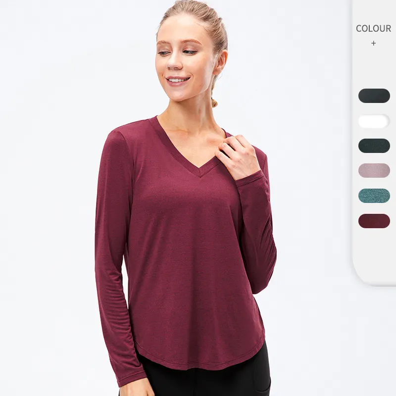Women'S Casual Quick-Drying Breathable Running Training Yoga Sports Long-Sleeved T-Shirt