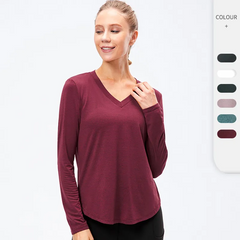Women'S Casual Quick-Drying Breathable Running Training Yoga Sports Long-Sleeved T-Shirt