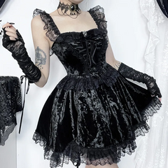Women Sexy Gothic Off Shoulder Lace Strap Dress