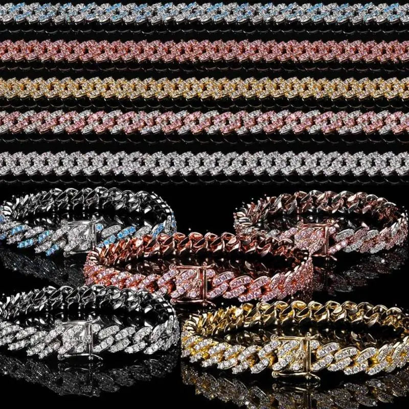 Women Men 9Mm Zircon Rhinestones Hiphop Necklac