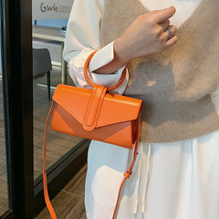 Woman Sweet Candy Color Ring Handle Solid Pu Crossbody Bag