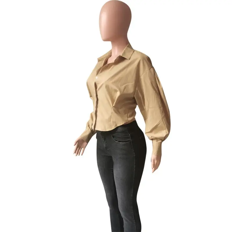 Women Sexy Solid Color V Neck Blouse