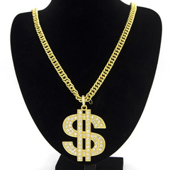 Men Fashion Hip-Hop Jewelry Golden Alloy Dollar Pendant Necklace