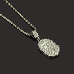 Fashion Rhinestone Bape Pendant Men Hip-Hop Necklace