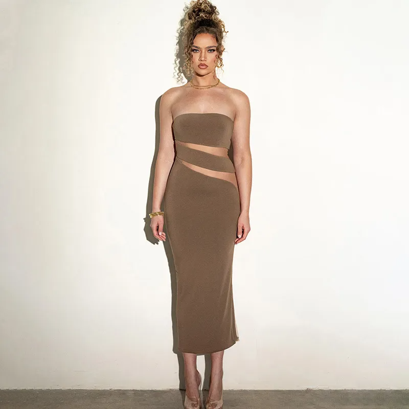 Women Fashion Sexy Strapless Sheath Dress