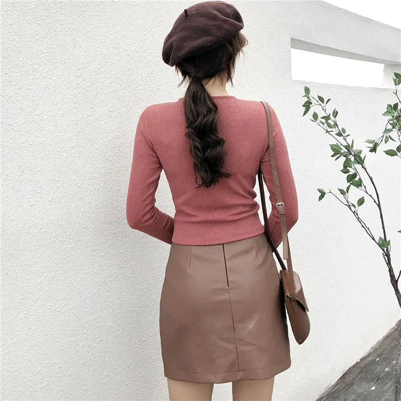 Women Fashion Solid Color V Neck Crease Top