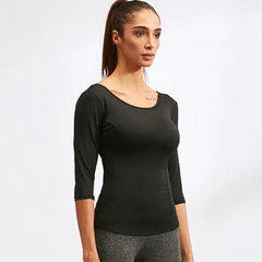 Women'S Fitness Running Tight Quick Dry Back Crossover Long Sleeve Sports Top