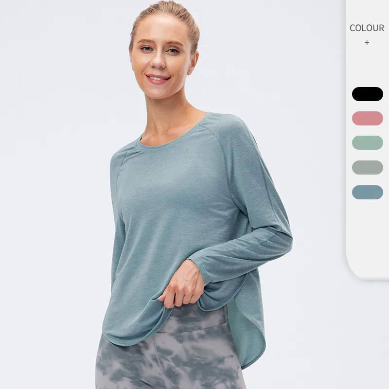 Women'S Autumn And Winter Loose Running Sports Quick-Drying Breathable Long-Sleeved T-Shirt