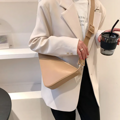 Women Fashion Creative Triangle Shape Zipper Design Solid Color PU Shoulder Bag