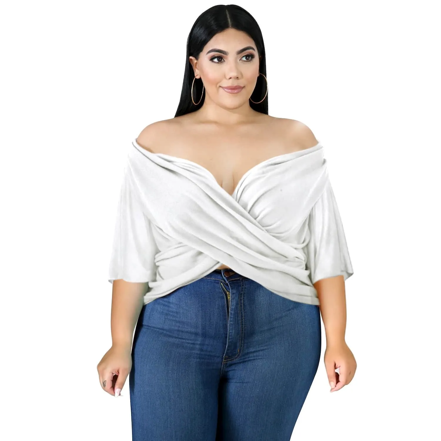 Women Solid Color Dolman Sleeve Irregular Blouse