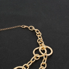 Women Punk Style Double Layer Carving Alloy Chunky Chain Necklace
