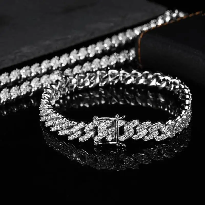 Women Men 9Mm Zircon Rhinestones Hiphop Necklac