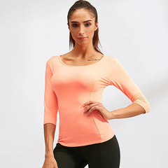 Women'S Fitness Running Tight Quick Dry Back Crossover Long Sleeve Sports Top