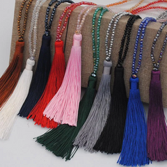 Optional Long Tassel Pendant Handmade Beaded Ethnic Necklace