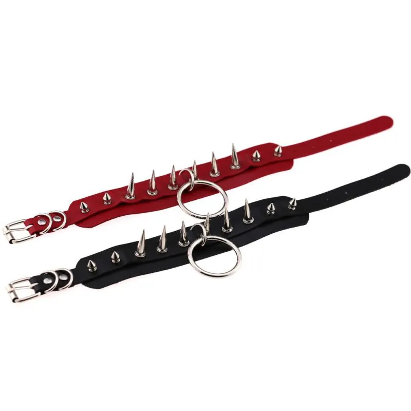 Wholesale Women Punk Pattern Rivet Decor Wide PU Choker