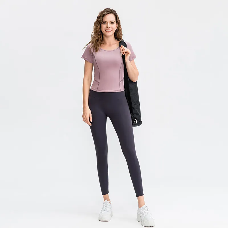 Women'S Fitness Short Sleeve Round Neck Skinny Quick Dry Sports T-Shirt
