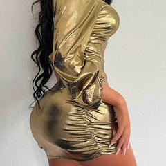 Women Fashion Sexy Oblique Shoulder Tight Mini Dress