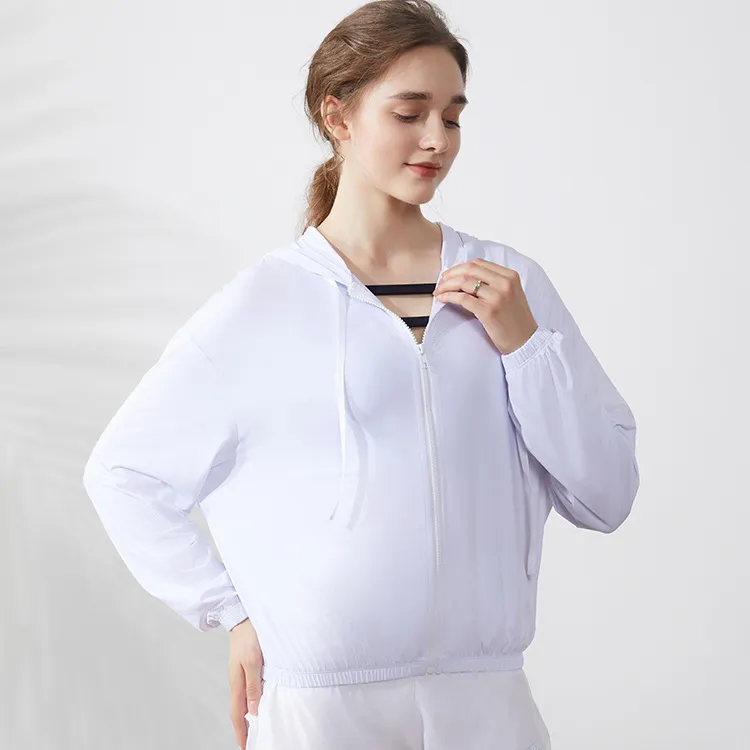 Women Fashion Casual Sunscreen Long Sleeve Hooded Sports Top