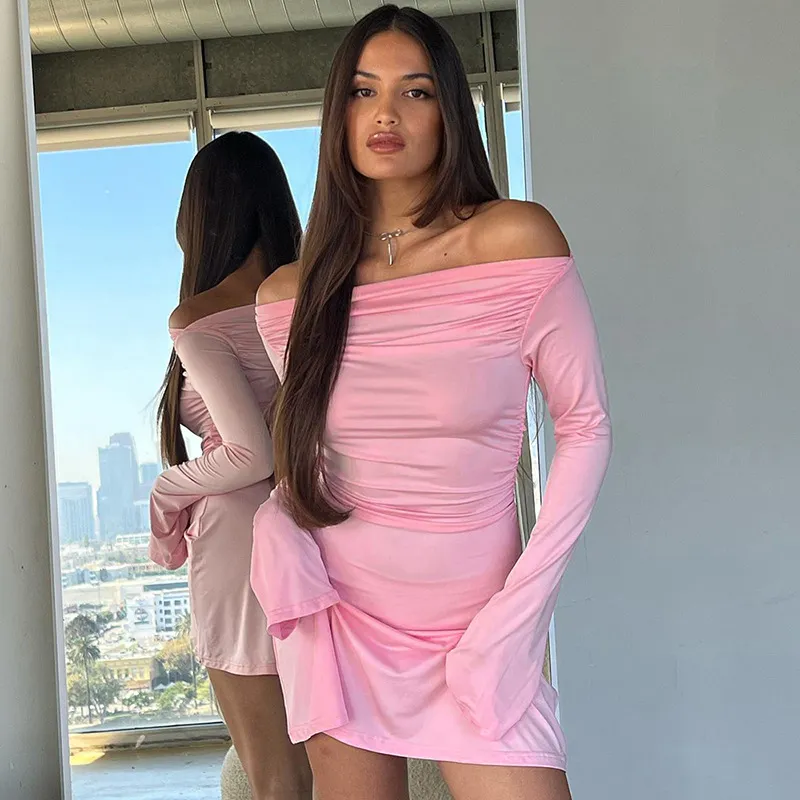 Shoulder Long Sleeve Bodycon Dress